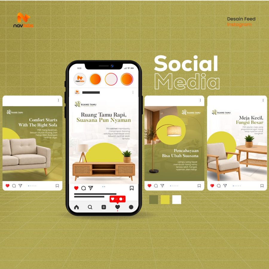 Contoh desain feed Instagram untuk brand interior